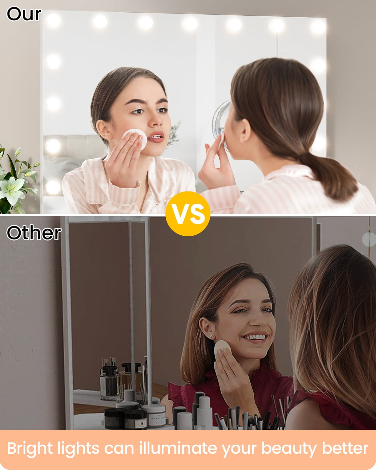 19-Inch LED Vanity Mirror – Smart Touch & 3-Color Dimmable Lighting