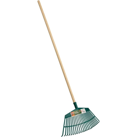 19 Inch Leaf & Garden Rake with 48 Inch Hardwood Handle  Wide, Durable Rake for Lawns, Flower Beds, and Yard Cleanup