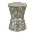 thumbnail image 1 of 19 Inch Luxury Accent Table Stool, Star Foliage Pattern, Gray and Brown- Saltoro Sherpi, 1 of 5
