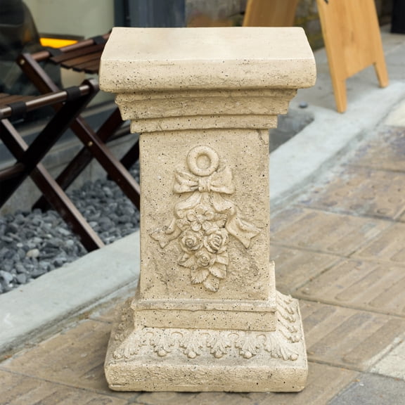 19 Inch MGO Pedestal Column Plant Stand, 11.75"W11.75"D Indoor Outdoor Multi-Purpose Decor Pillar, Accent Stand for Potted Plants, Sculptures & Mini Side Table