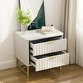 thumbnail image 1 of 19 Inch Nightstand，Modern End Table with 2 Drawers，2 Tier Side Table with Gold Legs for Bedroom, Living Room, White, 1 of 7