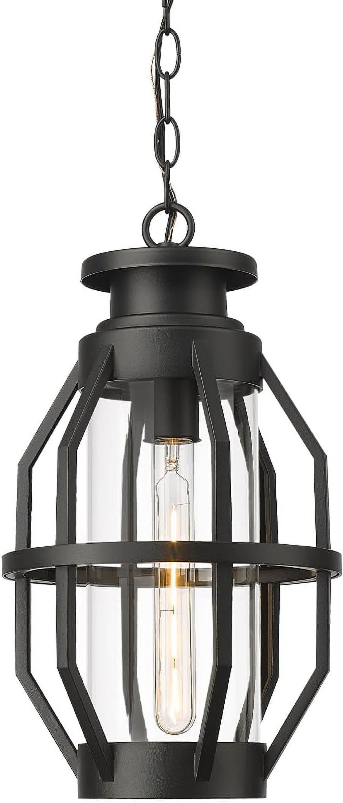 19 Inch Outdoor Pendant Light with Clear Glass, Large Modern Outdoor