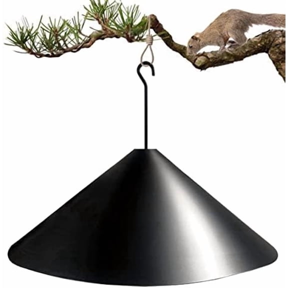 19 Inch PP Squirrel Proof Baffle for Protecting Outside Pole Bird Feeders and Bird Houses, Hang Mount Raccoon and Squirrel Guard Stopper for Shepherd Hooks - Black, 1 Pack