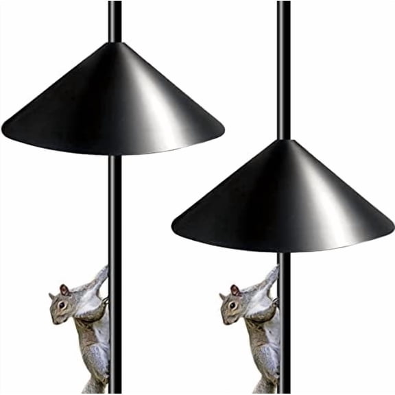 19 Inch PP Squirrel Proof Baffle for Protecting Outside Pole Bird Feeders and Bird Houses, Pole Mount Raccoon and Squirrel Guard Stopper for Shepherd Hooks - Black, 2 Pack