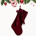 thumbnail image 1 of 19 Inch Red Velvet Christmas Stocking, Thick Traditional Holiday Stocking with Bow and Hanging Loop, Christmas Stockings for Fireplace Mantel and Family Holiday Decorations, 1 of 4