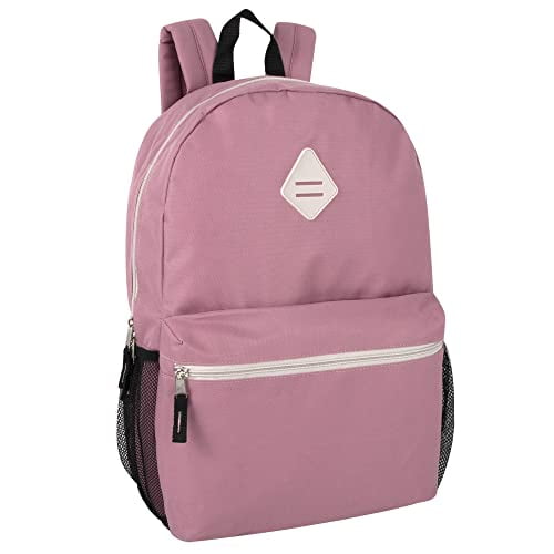 19 Inch School Backpack with Mesh Side Pockets Basic Large Solid Color Backpack for Kids Men Women Travel Gray Green Walmart