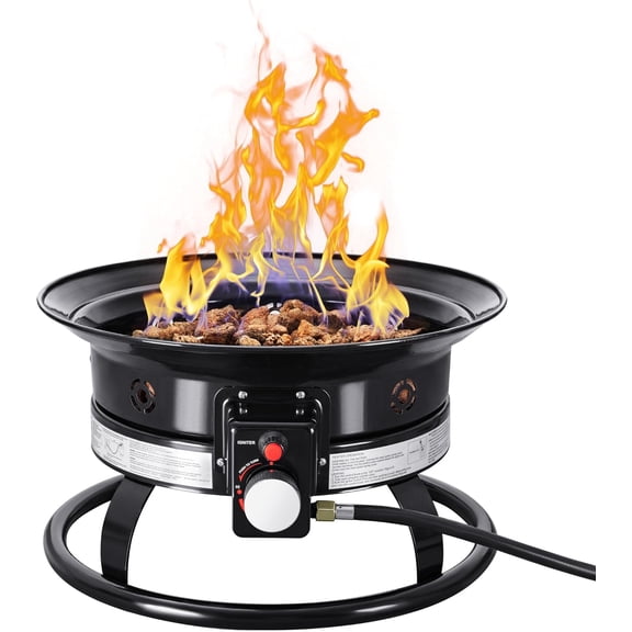 19 Inch Smokeless Propane Fire Pit, 53000 BTU Portable for Outside, Backyard, RV Camping and Beach Party