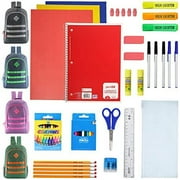 MODA WEST 19 Inch Sport Bulk Backpacks with 52 Piece School Wholesale Supply Kit in 6 Assorted Styles - Case of 6 Pack Bundle