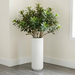 19 Inch Tall Plastic Floor Vase – Modern Slender Design with Ceramic Look (Black/White)