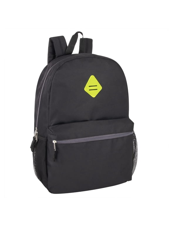 19 Inch Two Tone Color Mesh Side Pocket Backpack for Camping, Commuting and Travel in Black & Yellow