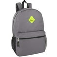 thumbnail image 1 of 19 Inch Two Tone Color Mesh Side Pocket Backpack for Camping, Commuting and Travel in Gray & Yellow, 1 of 7