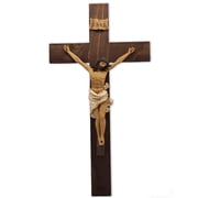 19 inch Wooden Wall Crucifix with Resin Jesus Figure, Catholic Religious Cross Decor for Home, Church, Prayer Room