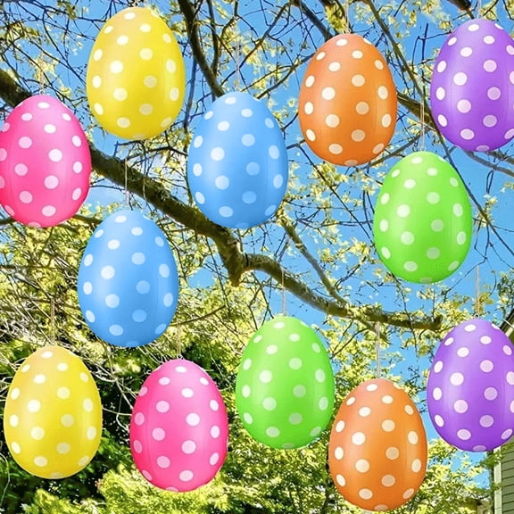 19" Inflatable Easter Eggs Decorations Giant Easter Egg Ornament Colorful Eggs Outdoor Yard Decor for Living Room Office Garden Lawn