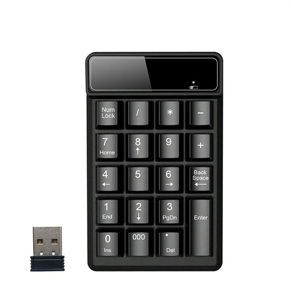 19-Key Wireless Numeric Keypad - 2.4G, Mechanical Feel, Auto Sleep, for Laptops/Desktops