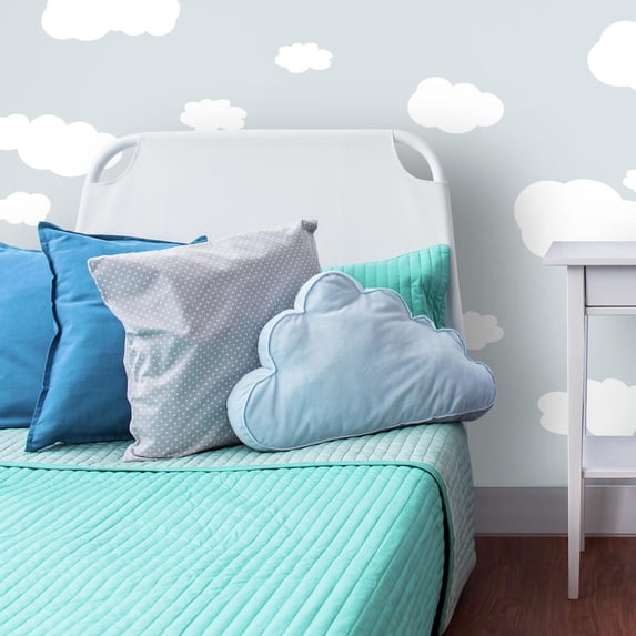 19 Kids Room Nursery Decor White Clouds Peel And Stick Wall Decals Removable Fun Wall Stickers