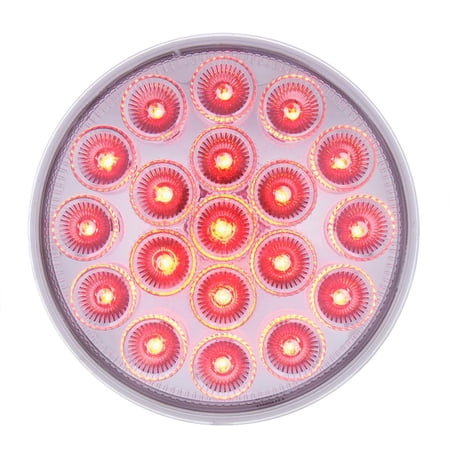19 LED 4" Round Red Dual Color (Stop, Turn, Tail) W/Amber Strobe Warning Light