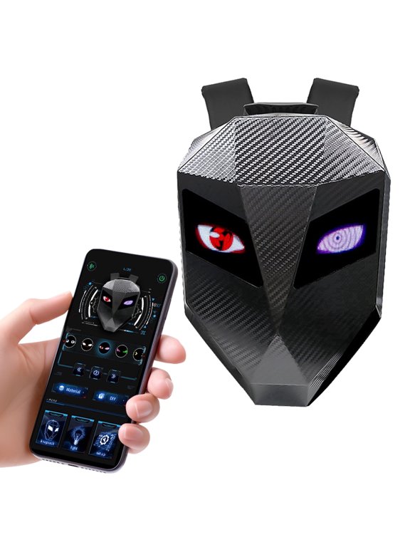 19" LED Backpack, Animated Digital Motorcycle Backpack with Programmable Moving Eyes, DIY Graffiti, Perfect Tech Gear