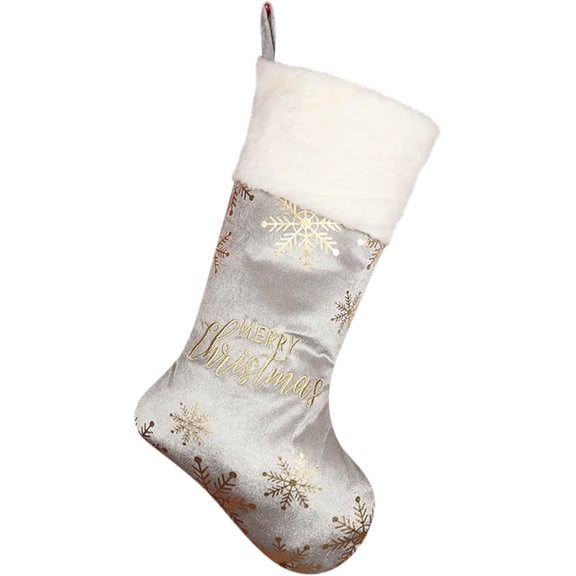 19" Large Christmas Stockings Bulk Velvet Personalized Christmas Stocking Hanging Xmas Ornaments Christmas Tree Decorations for Fireplace Mantle Holiday Party Home Decor, Silver