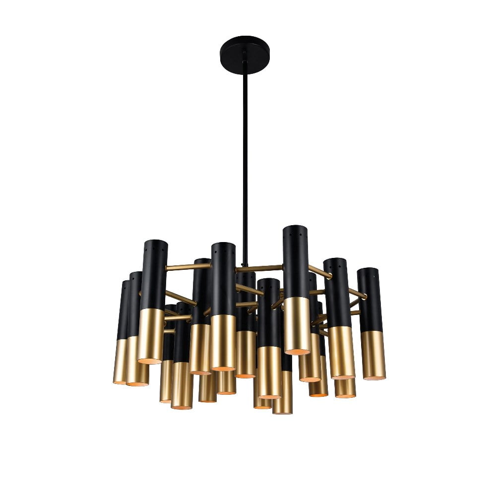 Elegant Anem 19-Light Matte Black and Satin Gold Crystal Chandelier