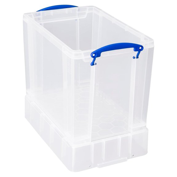19 Liter Plastic Stackable Storage Container w/XL Snap Lid & Built-In Clip Lock Handles for Home or Office Organization, 2 Pack, Clear
