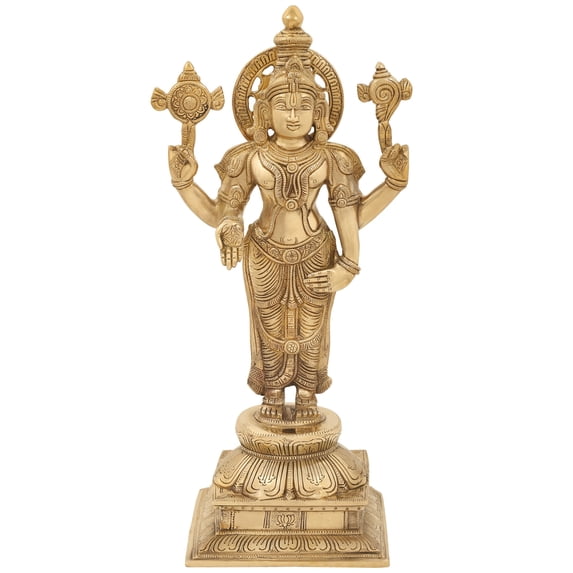 19-inch Lord Venkateshwara Tirupati Balaji Brass Statue - Temple Deity Idol