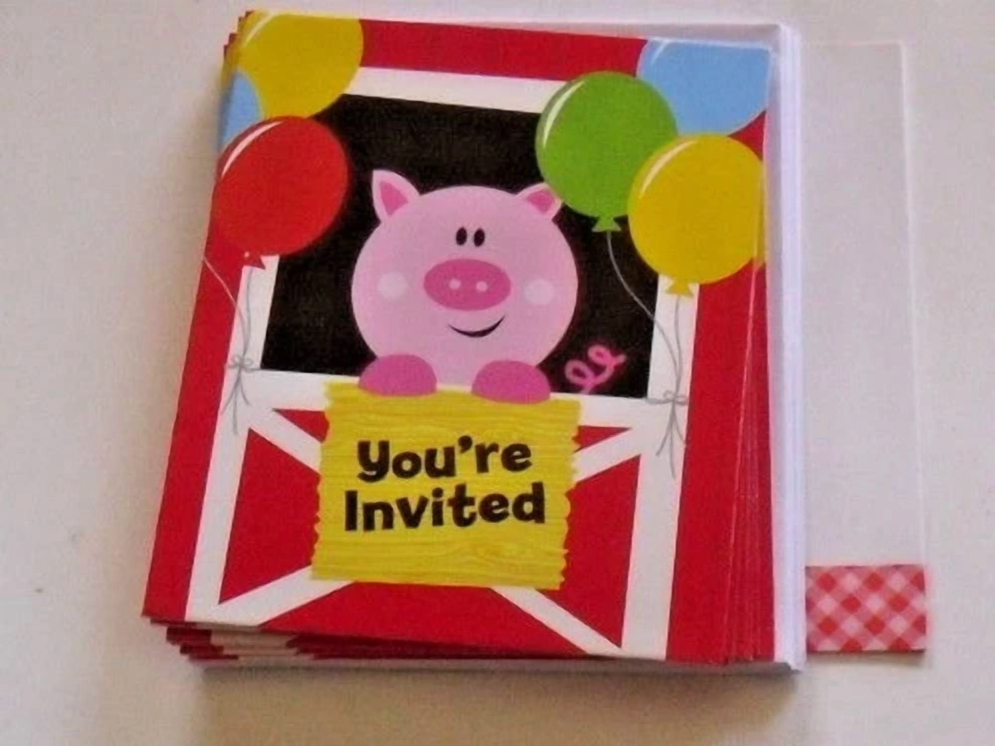 19 Lot Kids Birthday Party Invitations Pig Cards With Envelopes C My Other Items