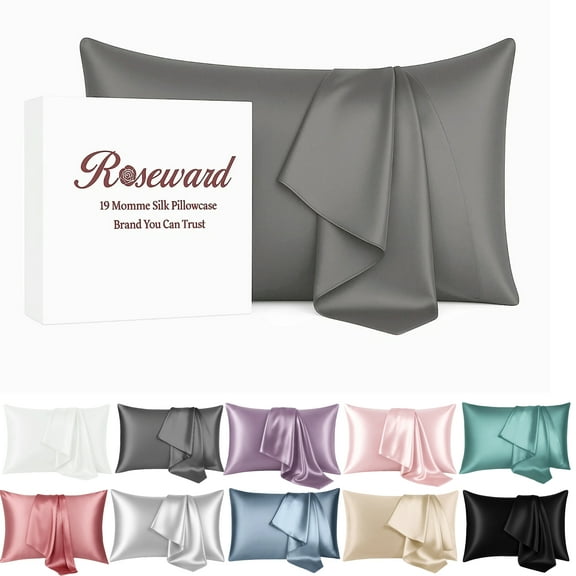 19 Momme Mulberry Silk Pillow Cases for Hair and Skin Made in USA- White Silk Pillowcase-16A Grade Real Silk, Anti Acne Pillowcase, Zipper Closure, Anti Wrinkle, Anti Aging