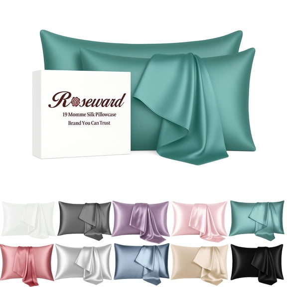 19 Momme Mulberry Silk Pillow Cases for Hair and Skin Made in USA- White Silk Pillowcase-16A Grade Real Silk, Anti Acne Pillowcase, Zipper Closure, Anti Wrinkle, Anti Aging