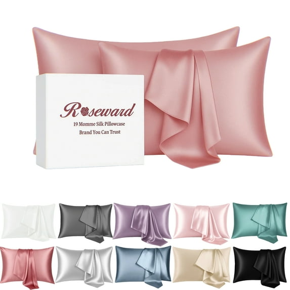 19 Momme Mulberry Silk Pillow Cases for Hair and Skin Made in USA- White Silk Pillowcase-16A Grade Real Silk, Anti Acne Pillowcase, Zipper Closure, Anti Wrinkle, Anti Aging