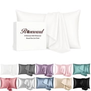 19 Momme Mulberry Silk Pillow Cases for Hair and Skin - White Silk Pillowcase-16A Grade Real Silk, Anti Acne Pillowcase, Zipper Closure, Anti Wrinkle, Anti Aging