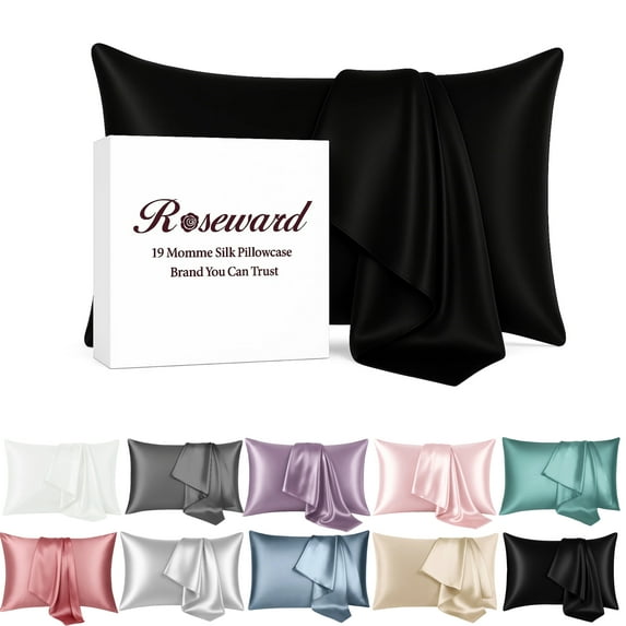 19 Momme Mulberry Silk Pillow Cases for Hair and Skin Made in USA- White Silk Pillowcase-16A Grade Real Silk, Anti Acne Pillowcase, Zipper Closure, Anti Wrinkle, Anti Aging