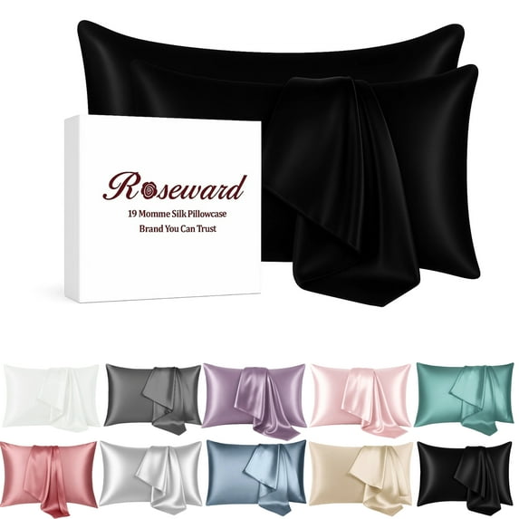 19 Momme Mulberry Silk Pillow Cases for Hair and Skin Made in USA- White Silk Pillowcase-16A Grade Real Silk, Anti Acne Pillowcase, Zipper Closure, Anti Wrinkle, Anti Aging
