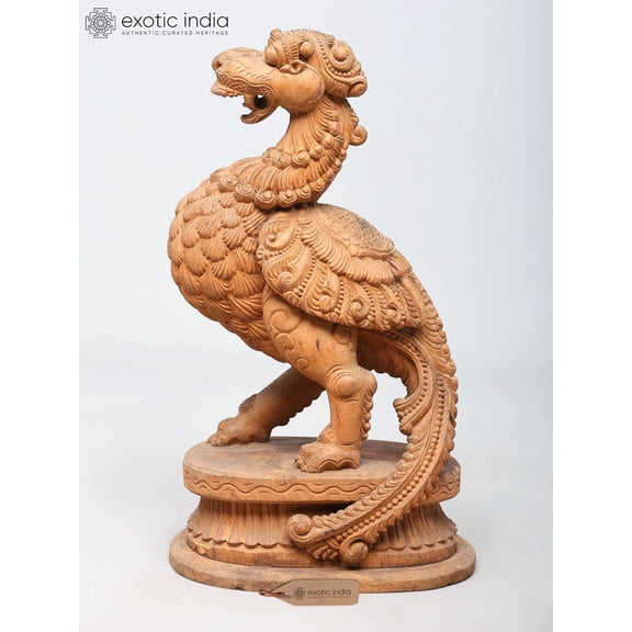 19" Mythical Bird Statue in Wood | Home Decor