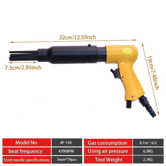 19 Needle Pneumatic Gun Rust Remover, Air Shovel Needle Rust Remover, Handheld Impact Hammer