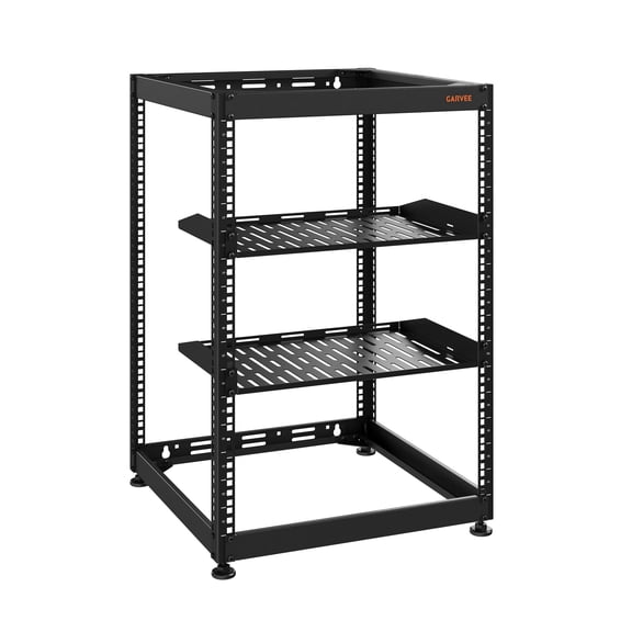 19" Open Frame Server Rack 10/15/20U, Wall-Mount or Freestanding – Adjustable Depth 23-40", Heavy Duty AV/IT Equipment Rack for Home or Office