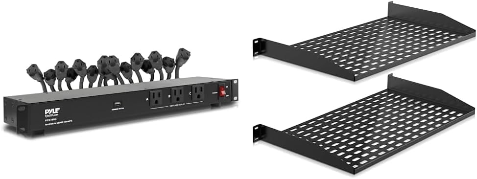 19 Outlet 1U Rackmount PDU Power Strip with 2-Pc 1U Server Rack Shelf ...