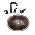 thumbnail image 1 of 19" Oval Copper Bathroom Sink with Matching Goose Neck Faucet & Pop Up Drain, 1 of 5