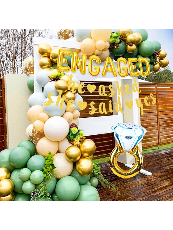 19 PCS Sage Green Engaged Balloons She Said Yes Decorations Bride To be Party Decoration Balloon Banner Garland Bride To Be Sash Bridal Shower Engagement Party