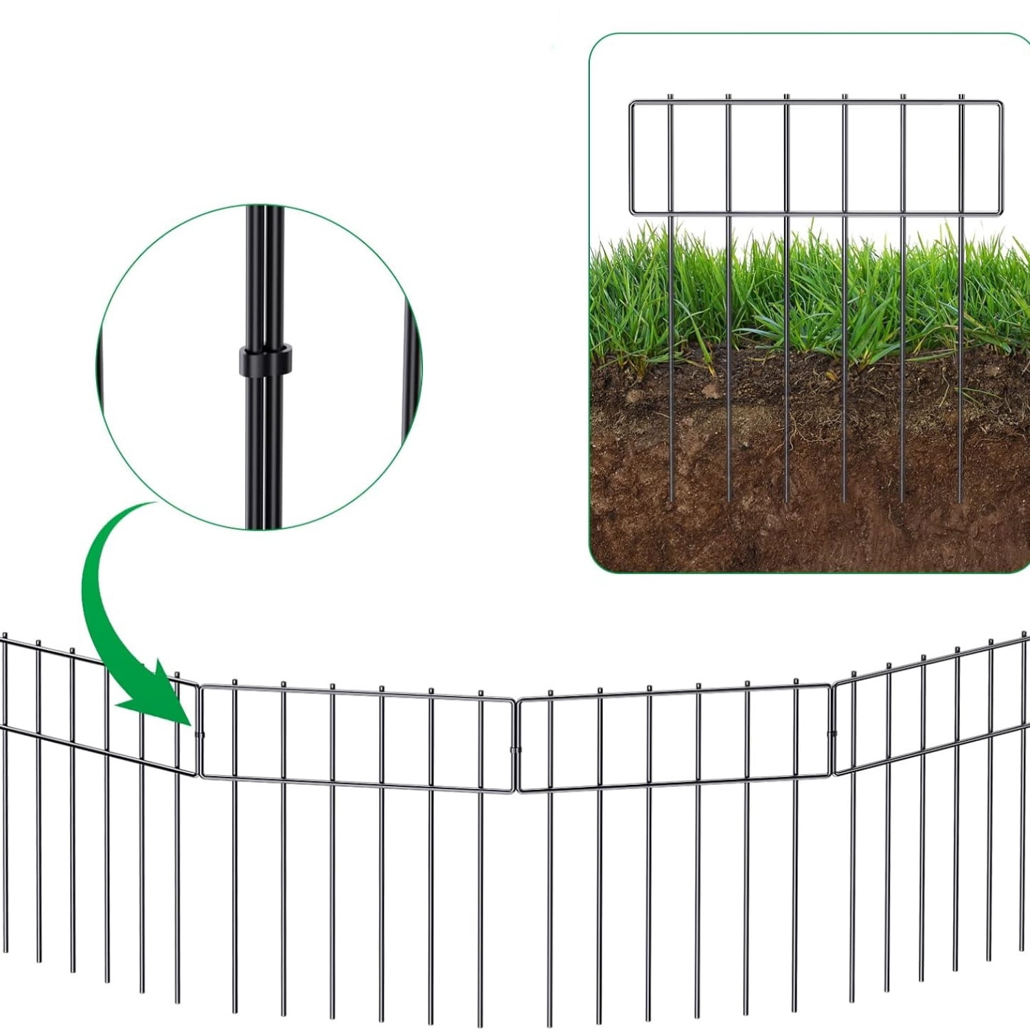 19 Pack Animal Barrier Fence, 17 in(H) X 20.8 Ft(L) Decorative Garden Fencing, Metal Wire Garden Fence Border, Dog Rabbits Fence No Dig for Outdoor.