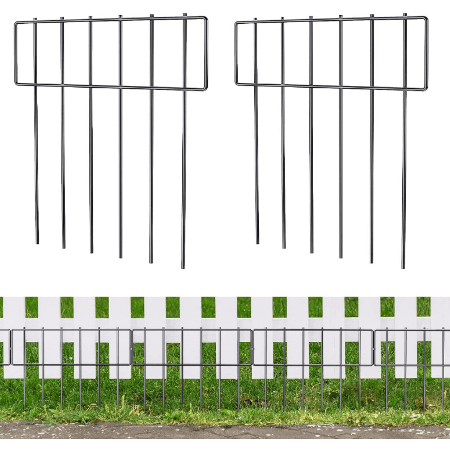 19 Pack Animal Barrier Fence, 17 in(H) X 20.8 Ft(L) Decorative Garden Fencing, Rustproof Metal Wire Garden Fence Border, Dog Rabbits Fence No Dig for Outdoor.