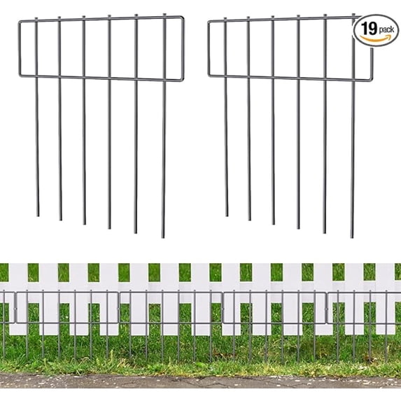 19 Pack No Dig Animal Barrier Fence, 17 in H x 20.8 Ft L Rustproof Metal Wire Garden Fencing, Decorative Fence Border for Dog Rabbit Outdoor Yard Lawn