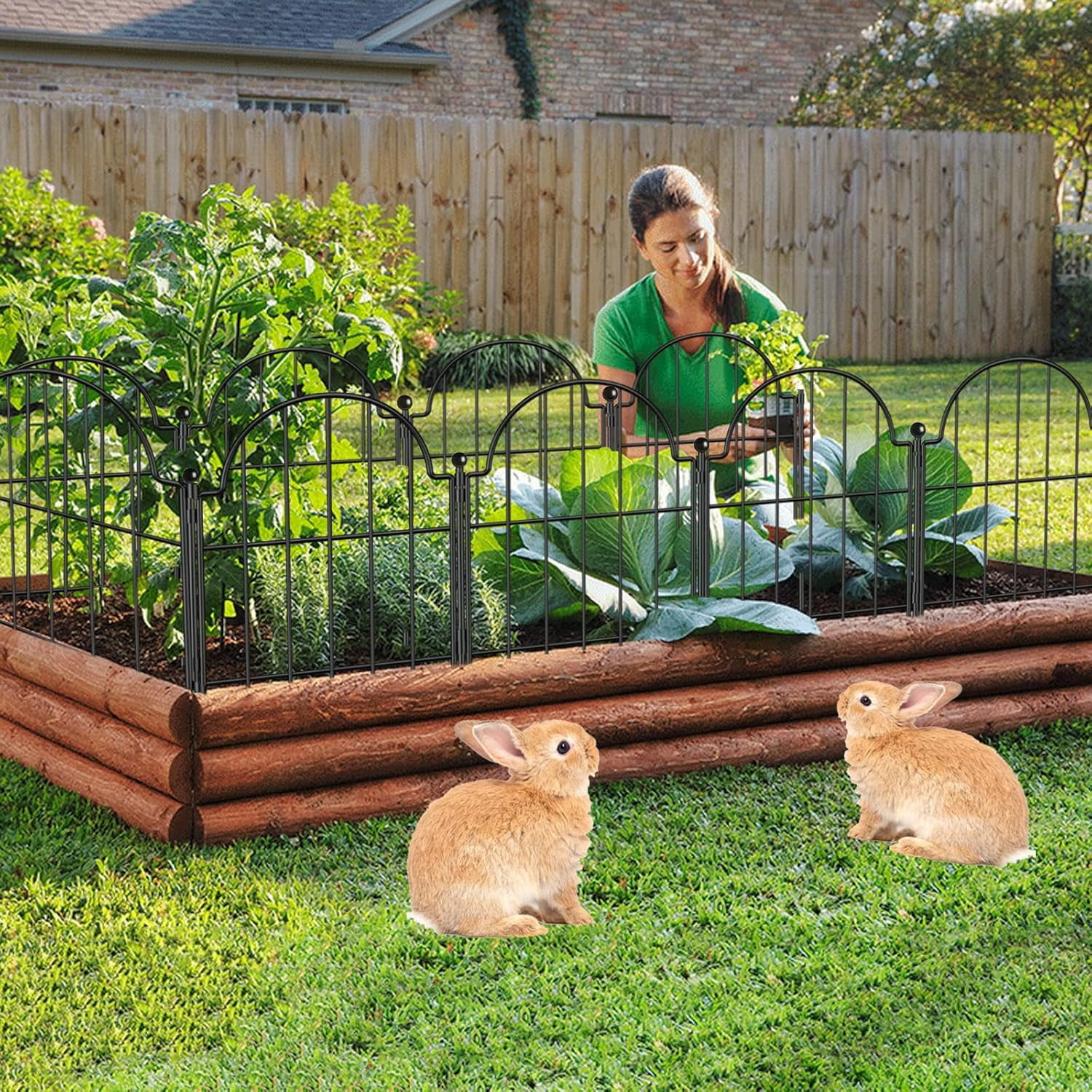 19 Pack Garden Fence, 17 in(H) x 21 ft(L) Arched Rustproof Metal No ...