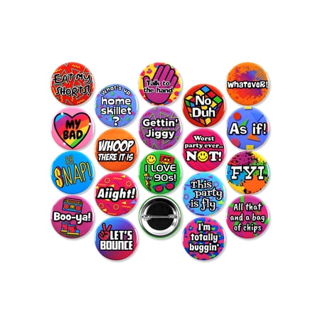 19 Pack - I Love The 90's Retro Slang Pinback Buttons - 1.5 Inch