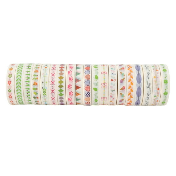 19-Pack Japanese Style Washi Masking Tape, Vibrant Colors, Perfect for DIY Crafts, Scrapbooking and Packing, Easy Stick Assorted Styles