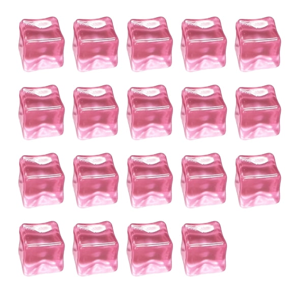 19 Pack Light Up Ice Cubes for Drinks Reusable with Acrylic Material,0.7 Inch,Watermelon Red,for Summer Pool Party,Fake Ice Cubes Decoration