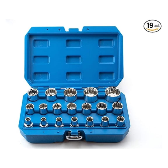 19 Pc 1/2" Drive Universal Spline Socket Set Metric Socket Tool Set Socket Set Spline Tool