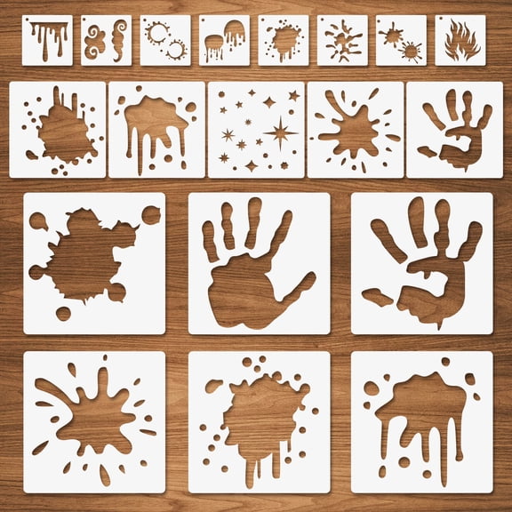 19 Pcs Stain Splatter Stencils Flame Fire Drip Reusable Plastic Art Templates 10 6 3 Inch