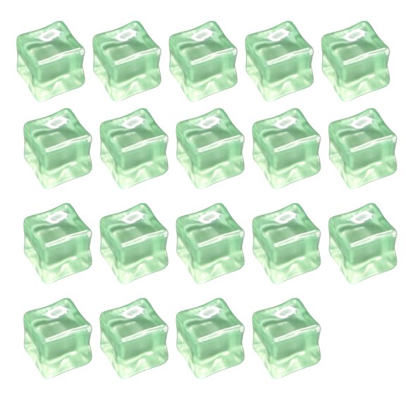 19 Pcs Transparent Light Green Resin Fake Ice Cubes, Artificial Square Ice Rocks, Decorative Vase Fillers, Food Display & Photography Props for Bar, Home Decor, DIY Crafts