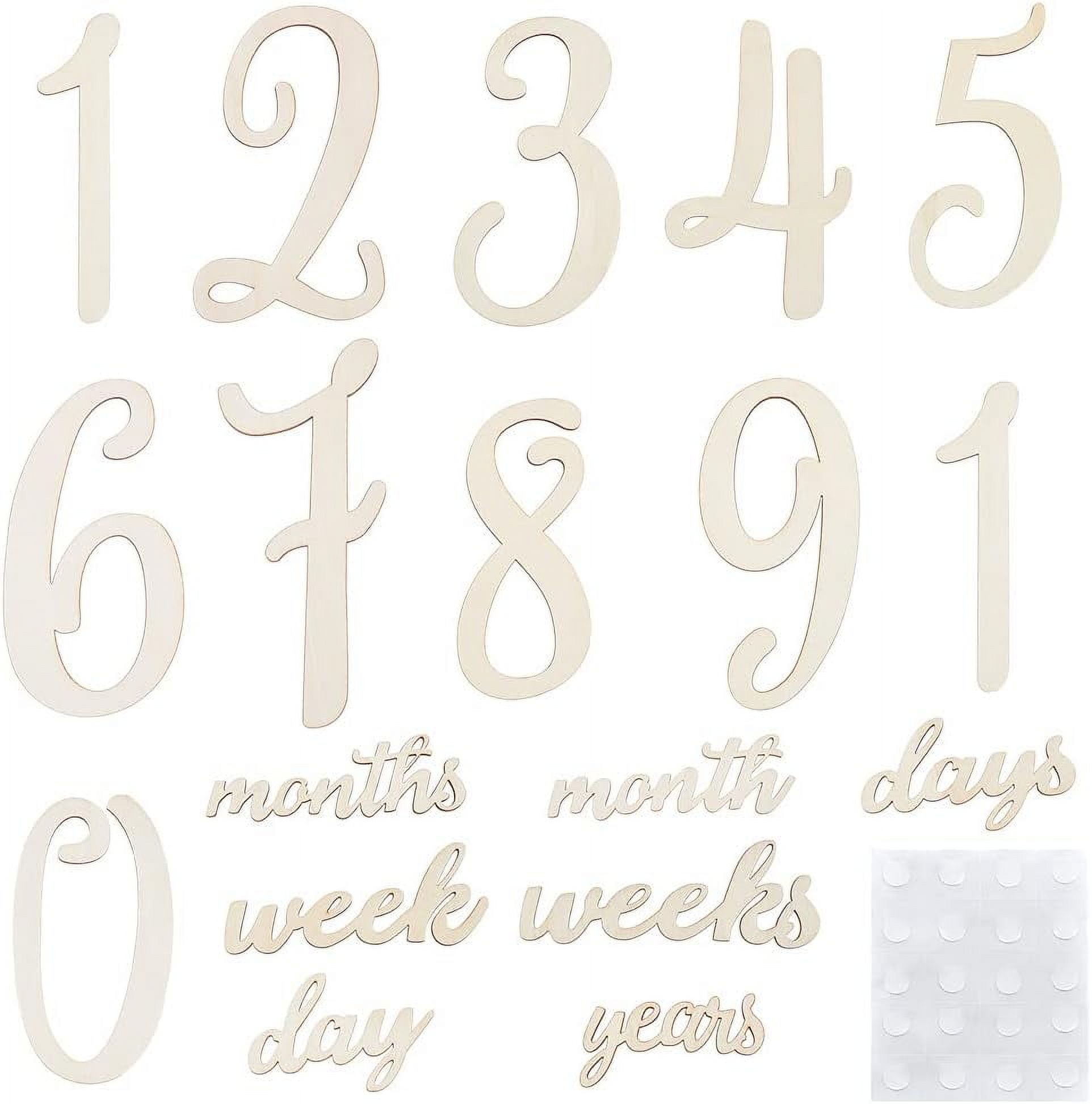 19 Pcs Wood Baptism Milestone Numbers Signs Sets Newborn Photography ...