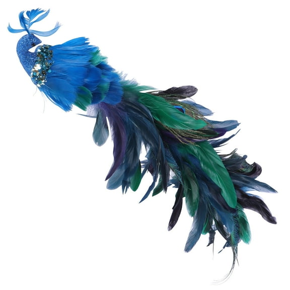 19'' Peacock Christmas Ornaments Glittered Birds Clip-On Christmas Tree Decoration, 1 PC